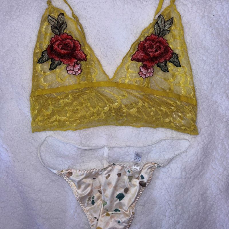 SILK THONG G STRING YELLOW BRALETTE