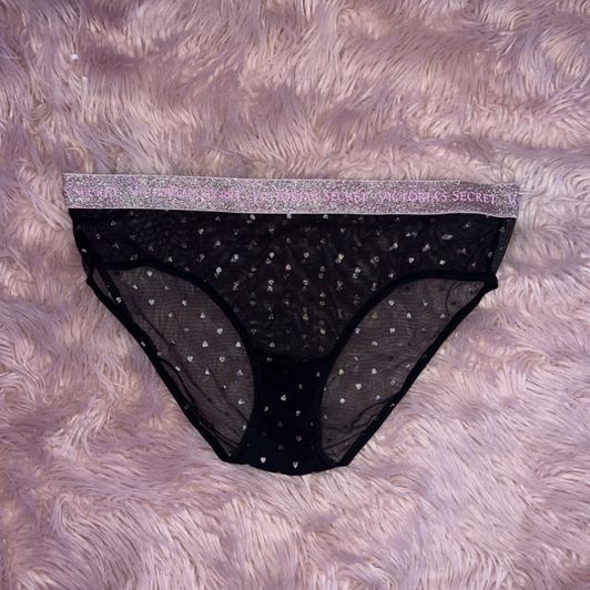 VS sexy sheer Black sparkly hearts Panty