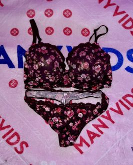 VS Sexy Maroon Floral Bra and Thong  set