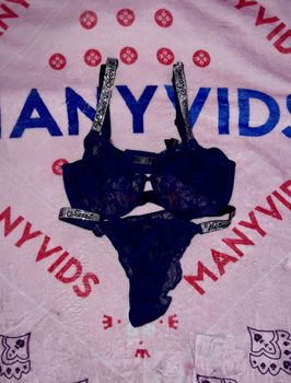 VS Midnight Purple Lace Shiny Strap Bra and Panty Set