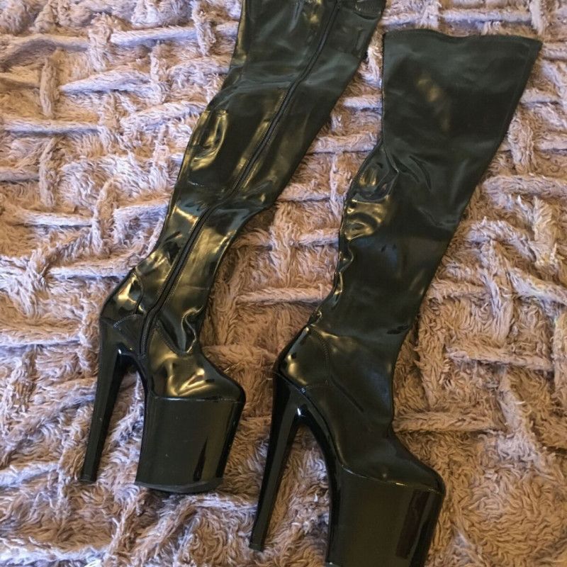 black Thigh High Platform Boots