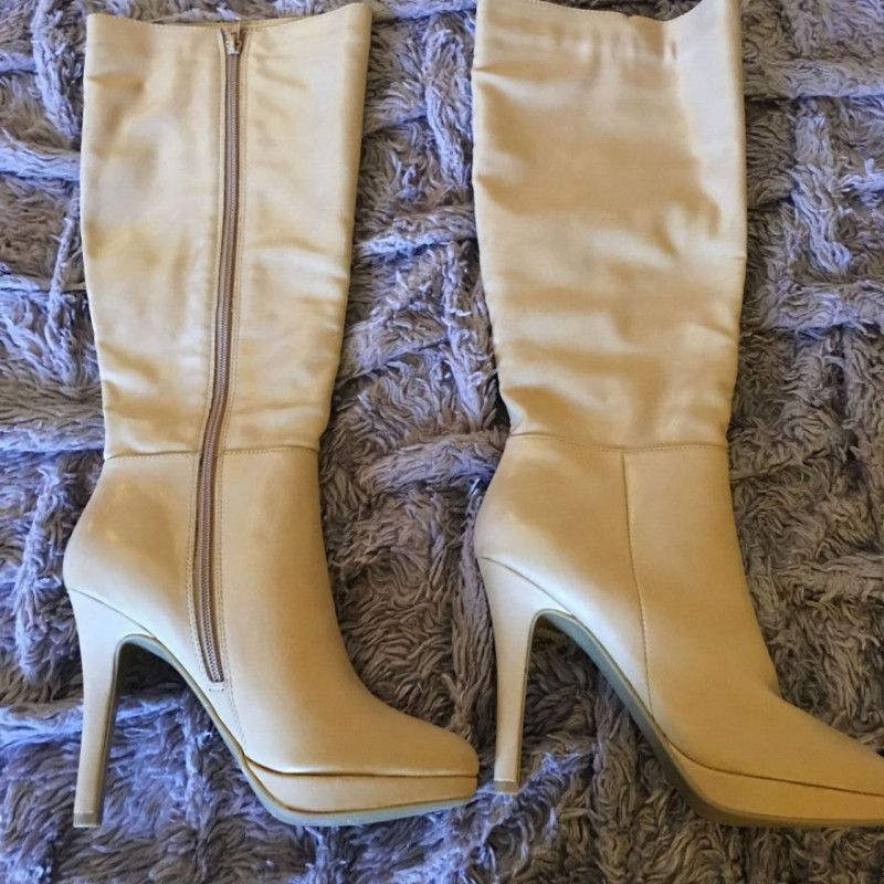 Cream Stiletto Boots