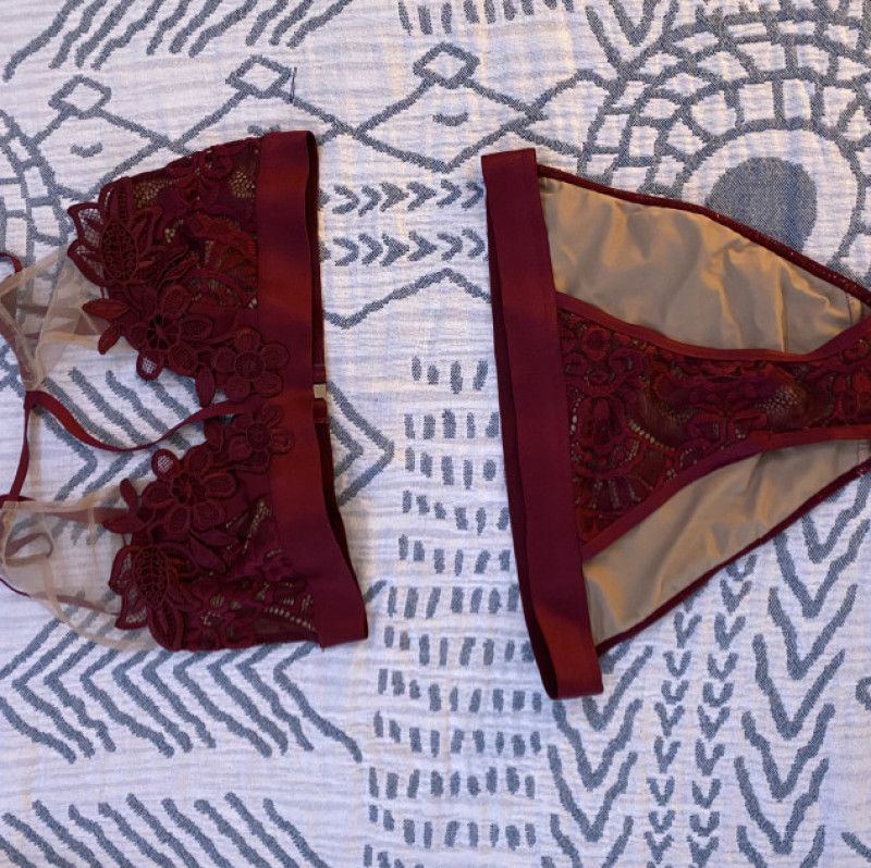 Crimson and Sheer Lingerie Set