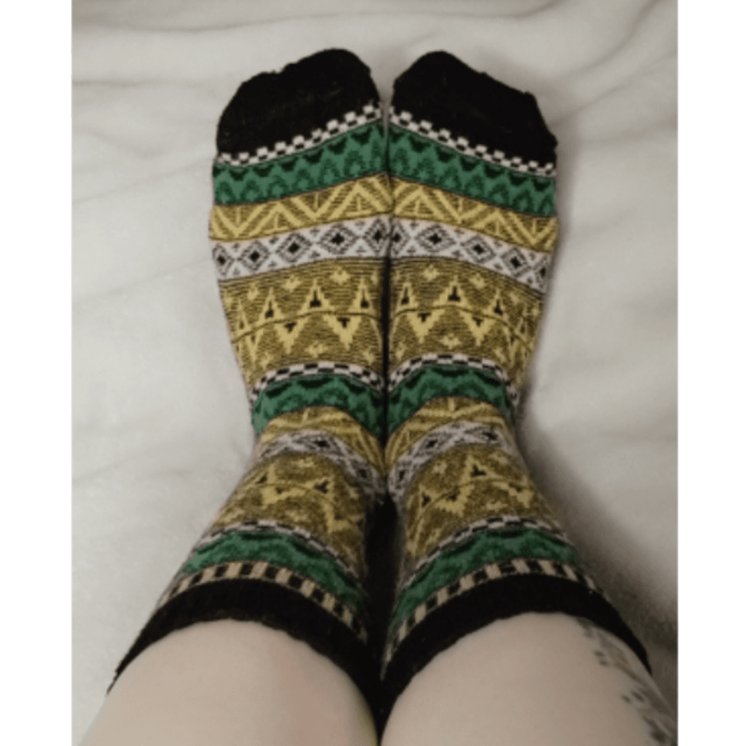 GREEN YELLOW AND BLACK LONG SOCKS