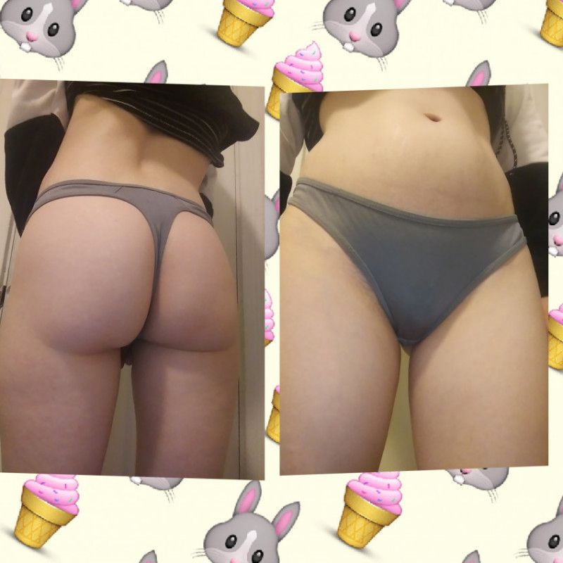 Grey Polyester thong panties