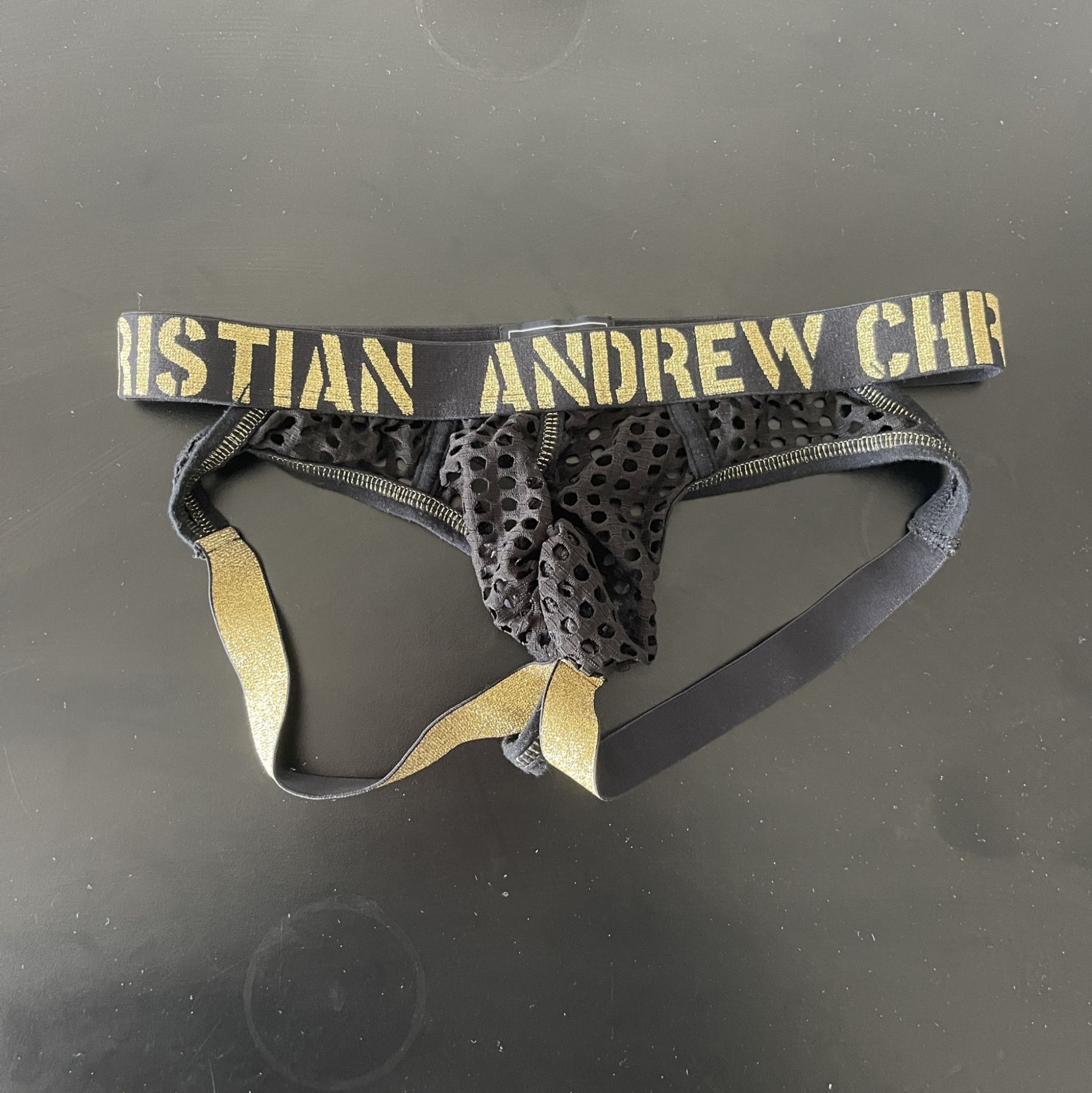 Andrew Christian Gold and Black Mesh Jockstrap