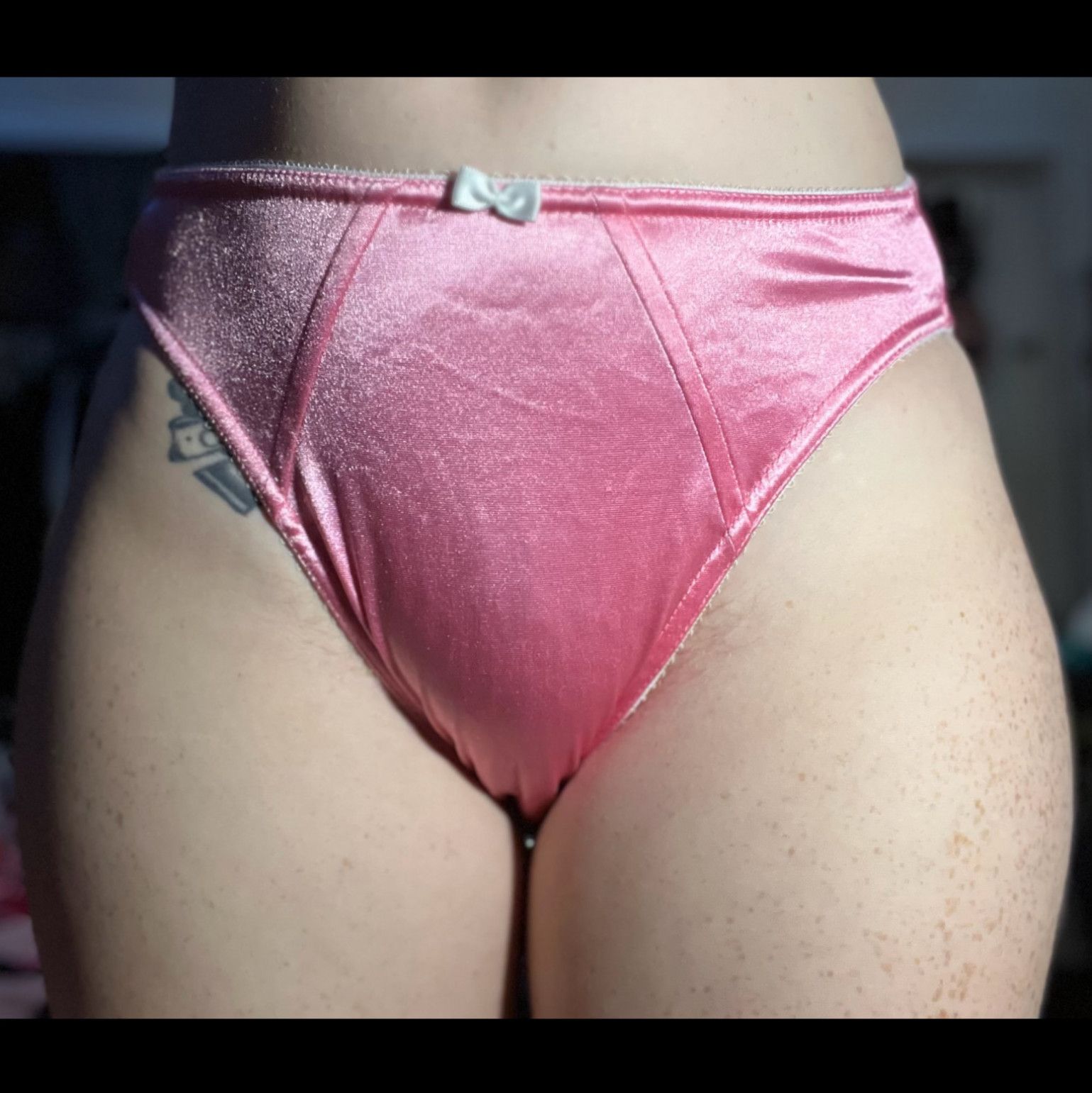 Light Pink Satin Panties With White Bow