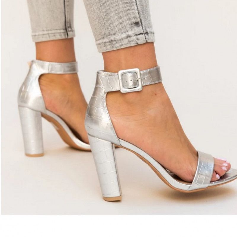 Silver Sandals Heels 10cm