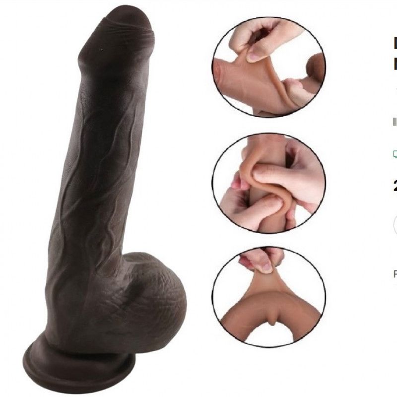 Black Dildo Double Layer Natural 22 cm