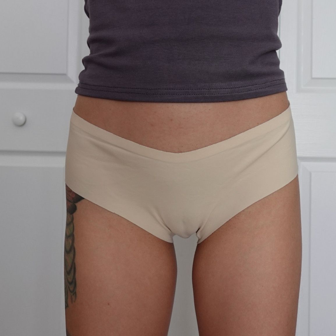 beige silk bikini panties