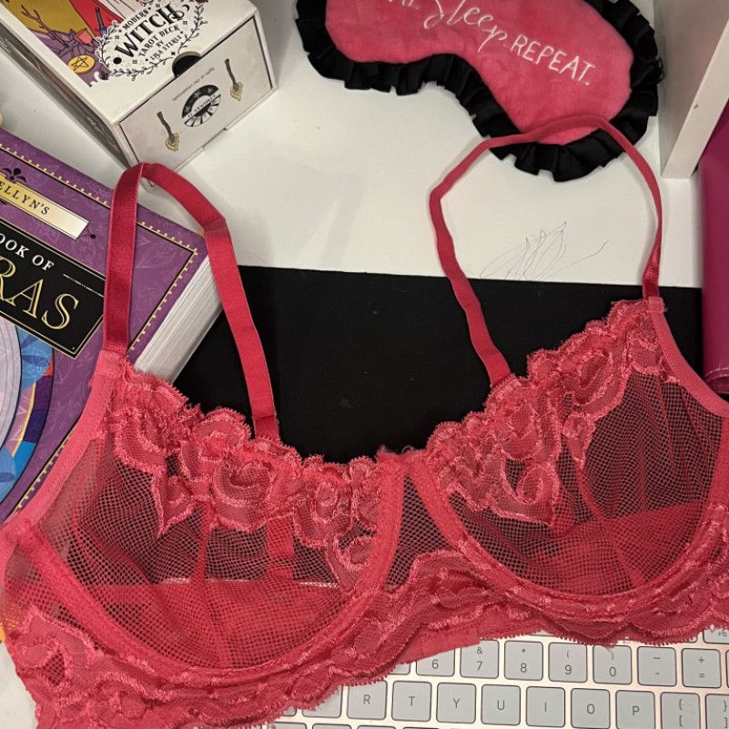 Bright Pink See Through Bra