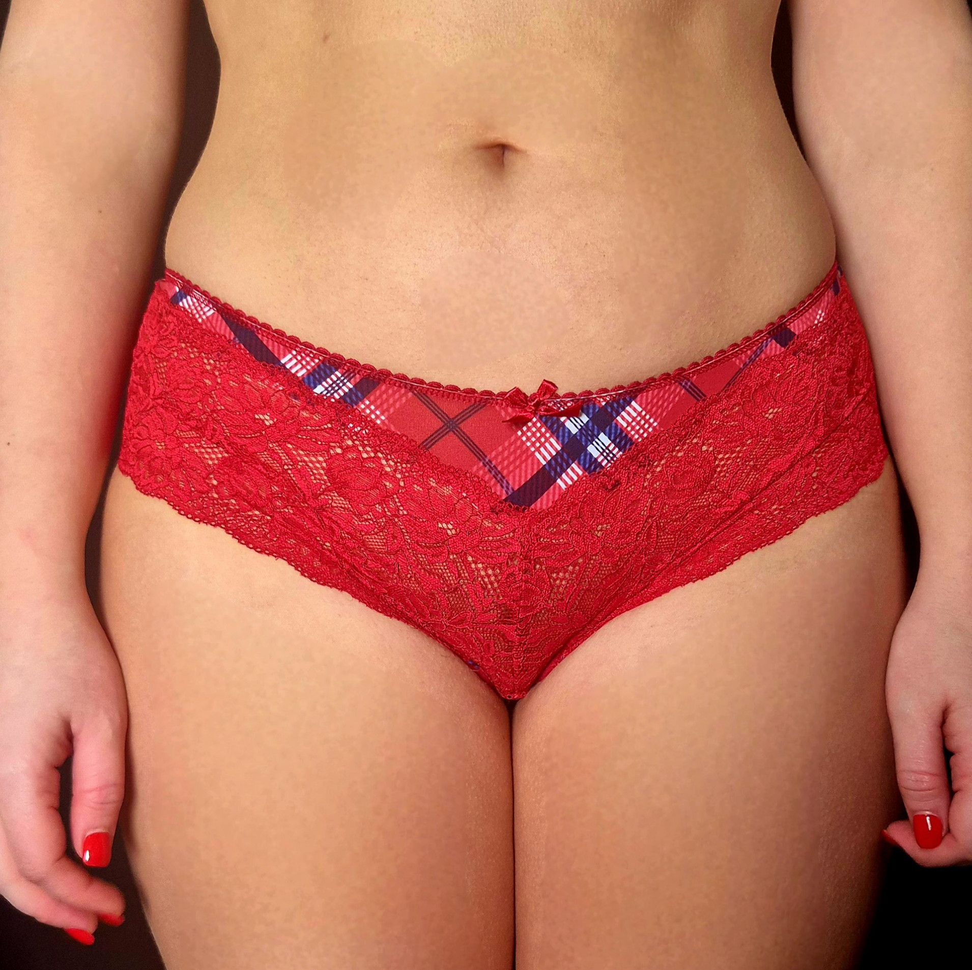 Red and Tartan Print Panties