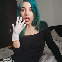 Glove Latex stuffed and used in a video