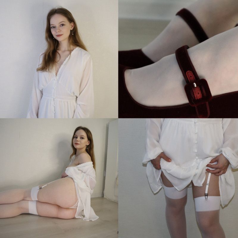 White dress Red shoes Photoset