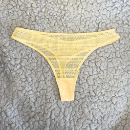 Cream Stripy Lace Thong