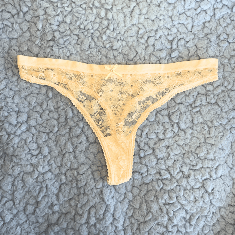 Cream Floral Lace Thong