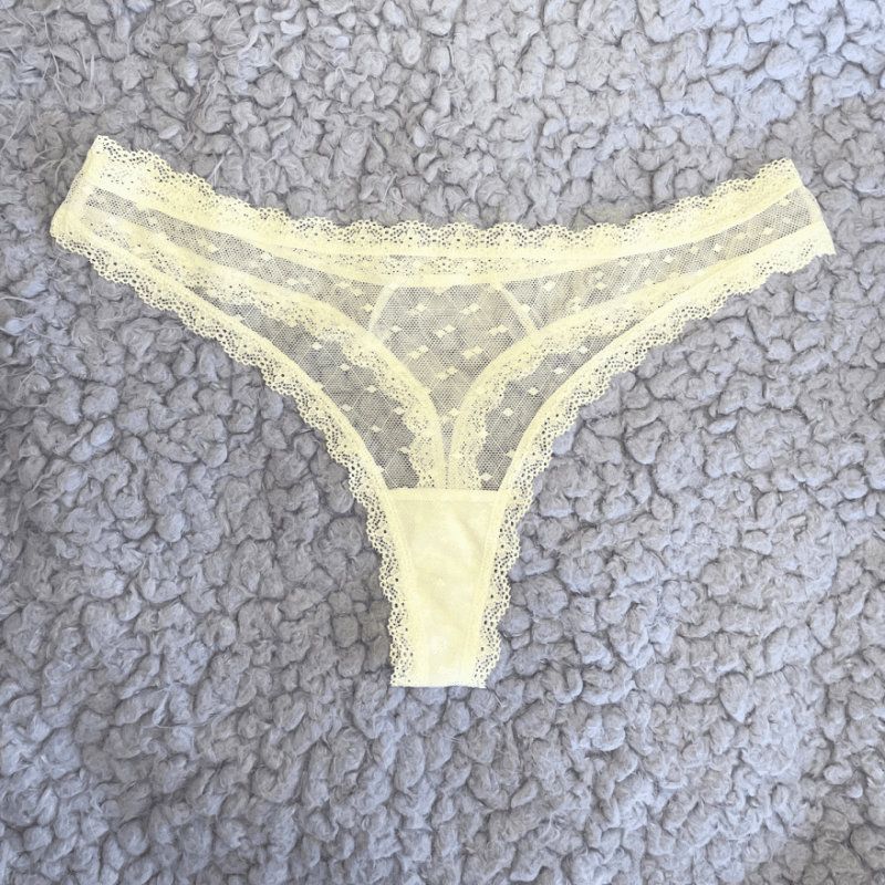 White Lacey Thong