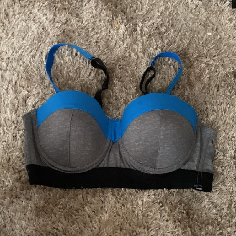 Blue and black bra