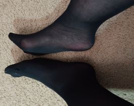 Knee high black nylon stockings