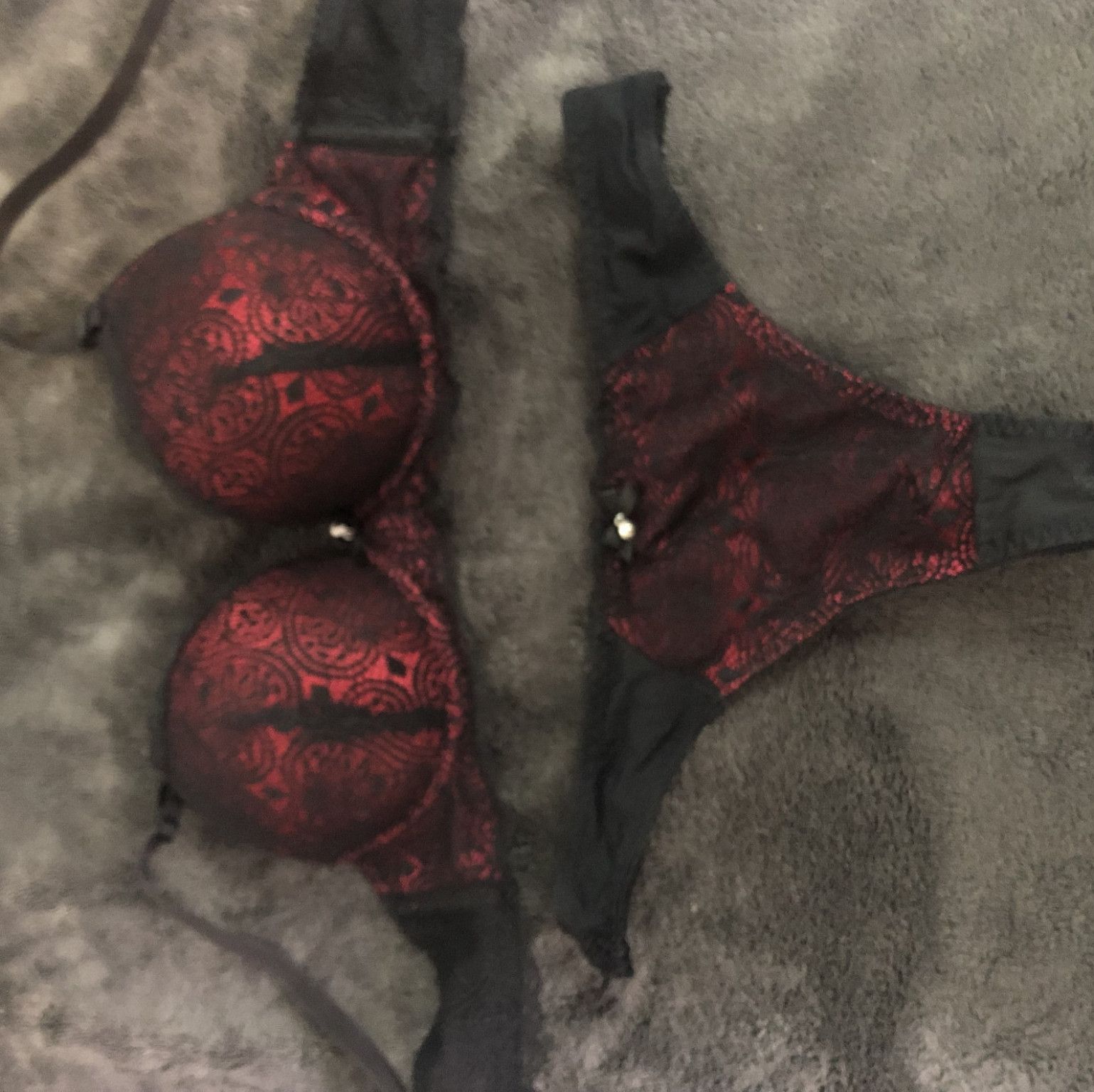 Red and Black Lace Lingerie Set