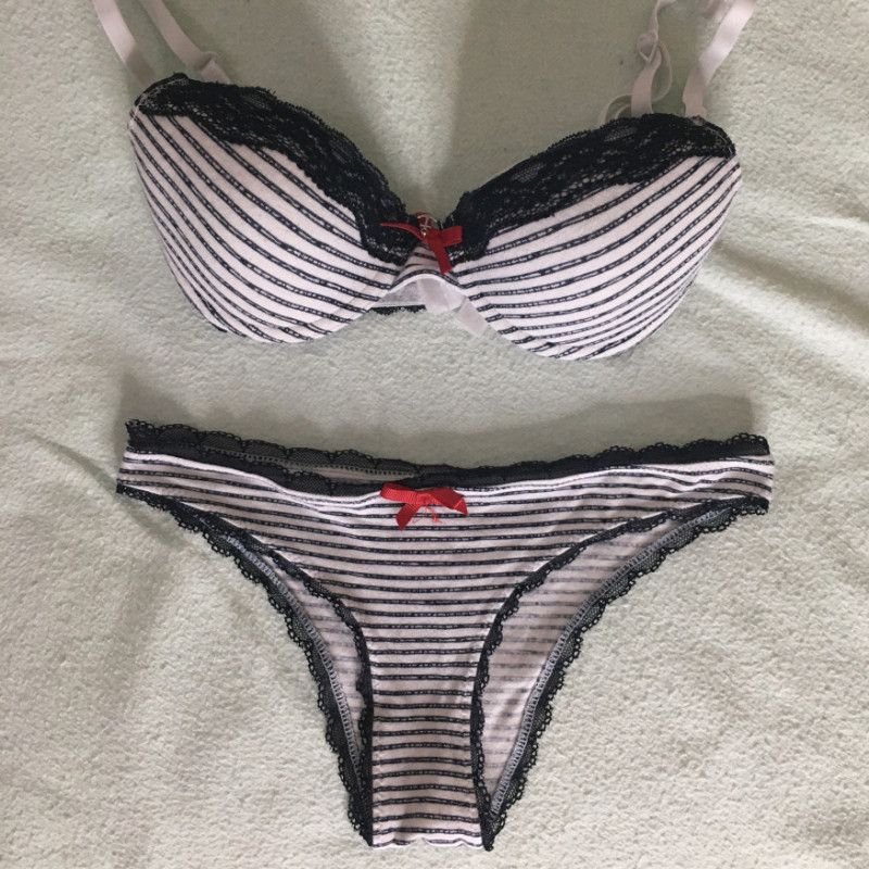 Well Used Nautical Stipe Bra Panty Set