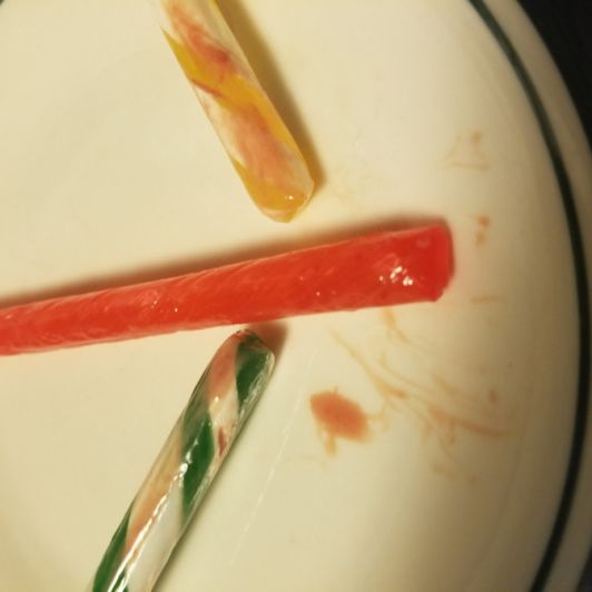 Candy Canes covered in Pussy Juice