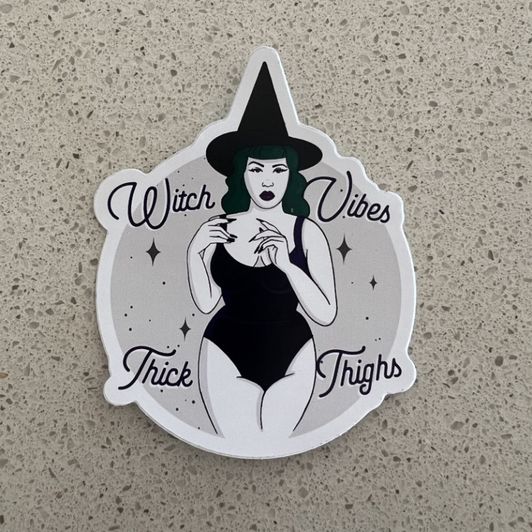Witch vibes thick thighs sticker