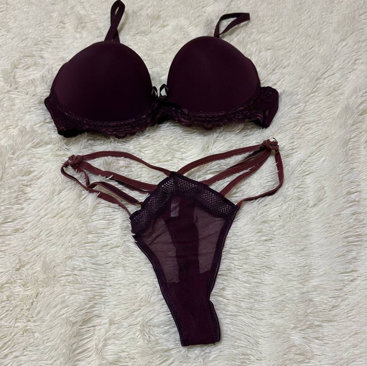 A burgundy hot lingerie set