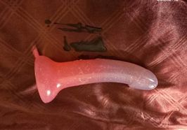 Cum Covered Pink Glitter Dildo