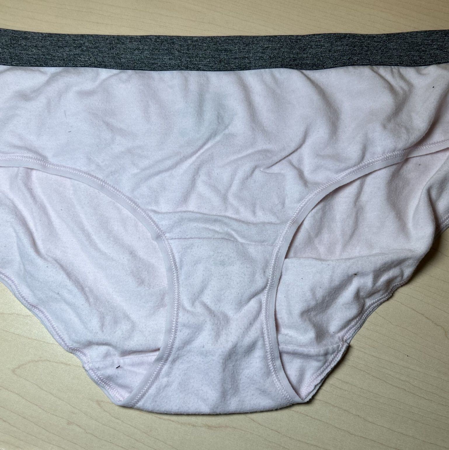 Powder pink panties with grey trim