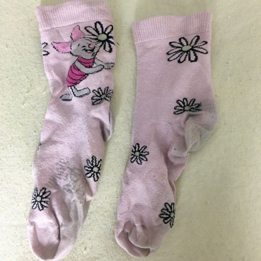 My Old Worn Cute Pink Piglet Ankle Socks
