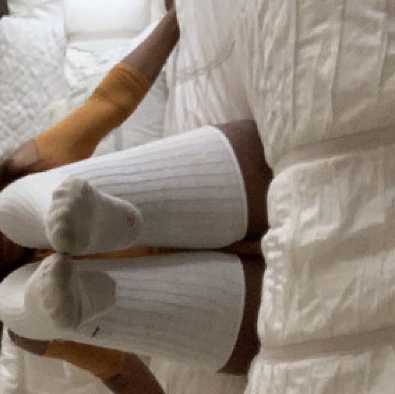 White Cotton Thigh High Socks