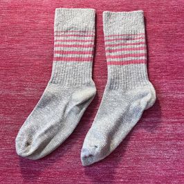 Grey Socks with Pink Stripes