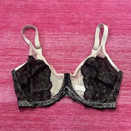 34DDD Sheer White Black Lace Bra