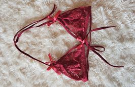 Burgundy red lace bra