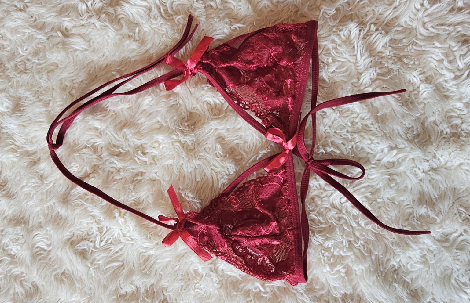 Burgundy red lace bra