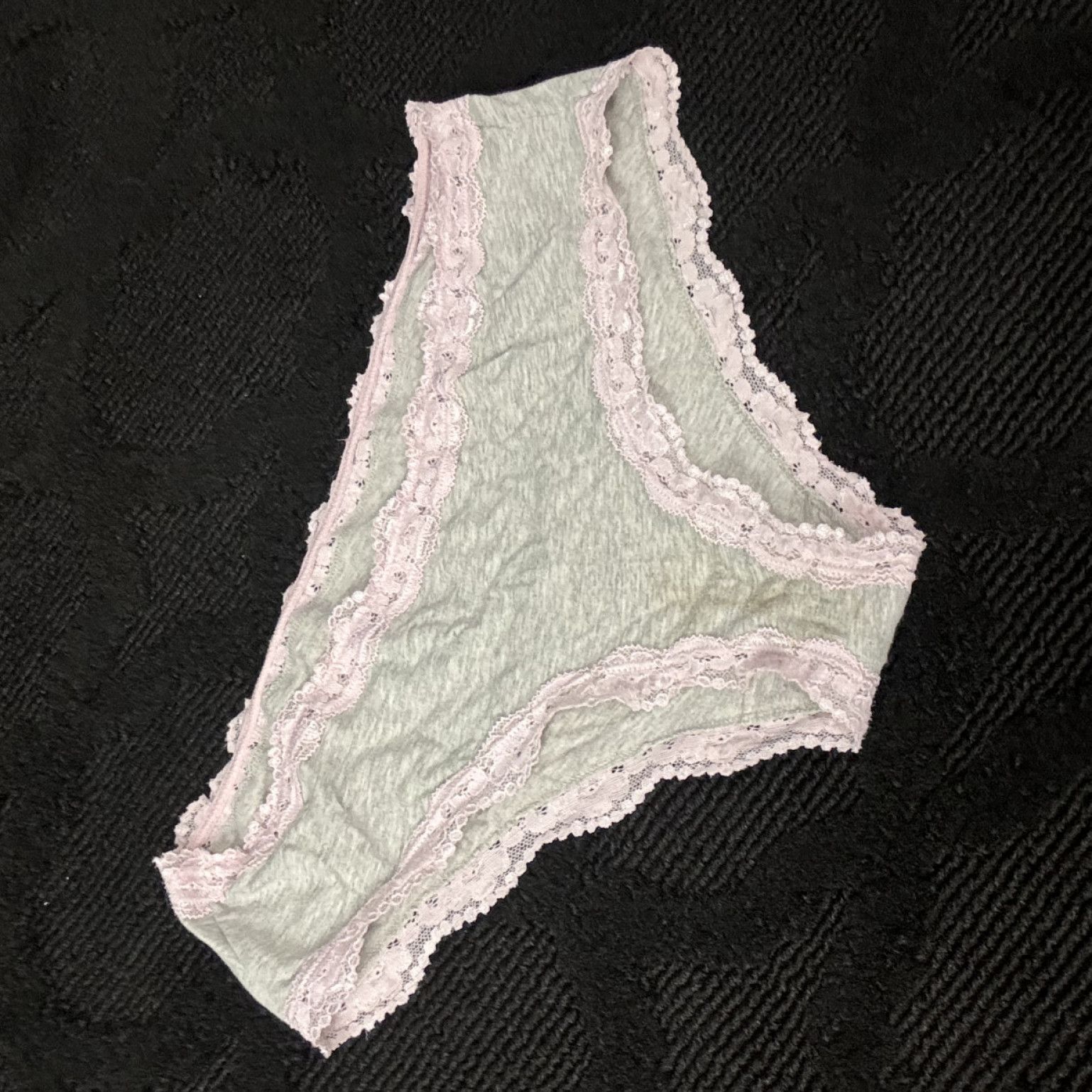 Grey and pink lace panties