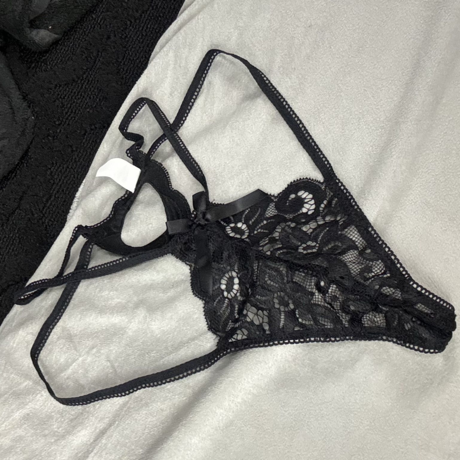 Black Lace and Heart Thong