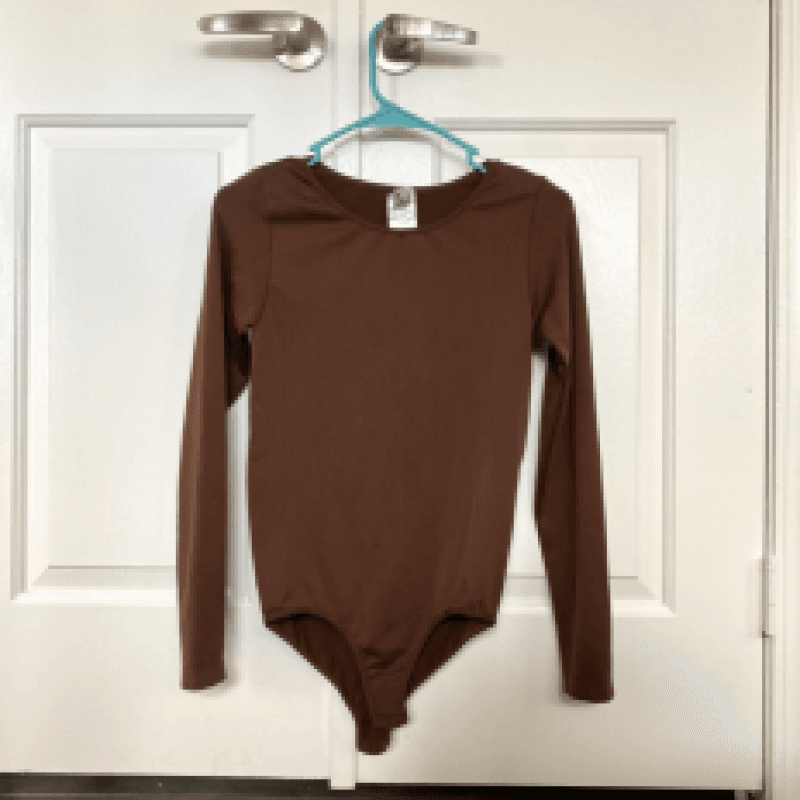 Brown Long Sleeve One Piece Bodysuit