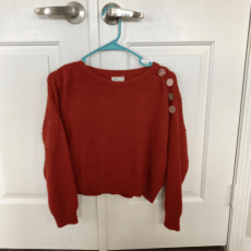 Cropped Red Knit Sweater