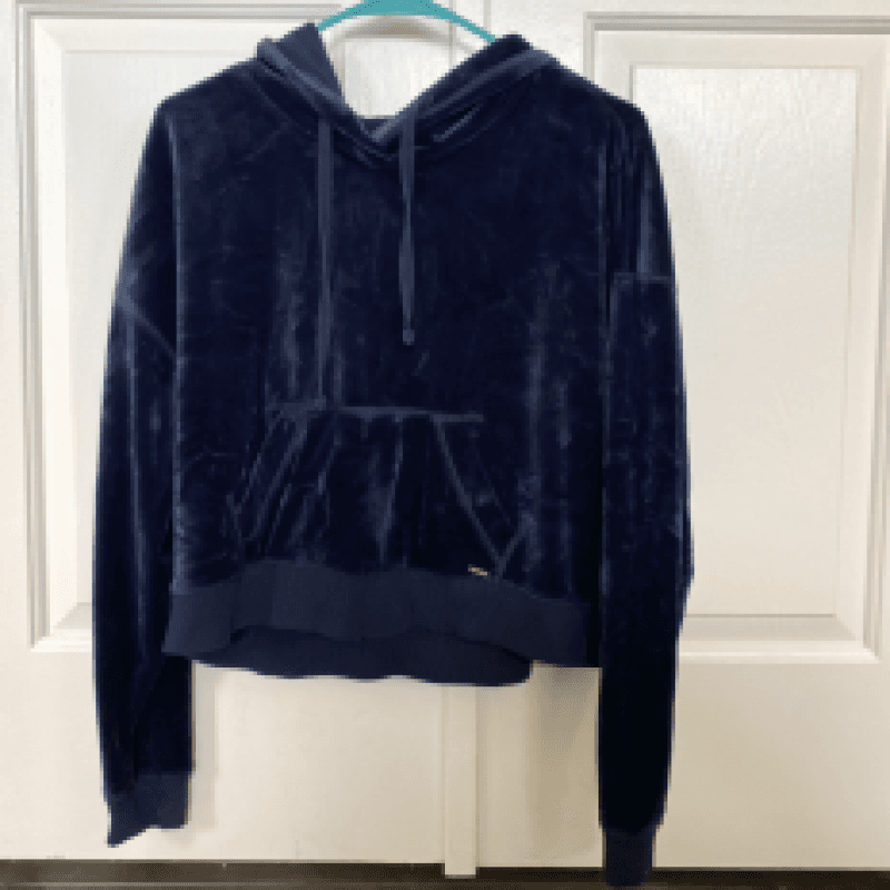 Fuzzy Navy Blue Cropped Hoodie