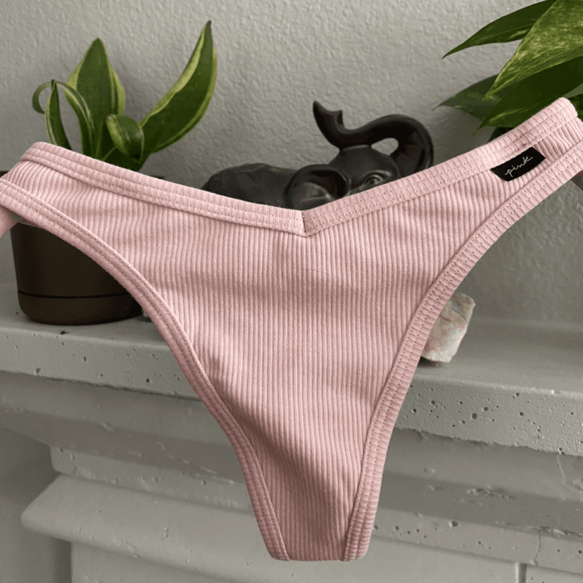 Worn Pink Victoria Secret Ribbed Cotton Thong