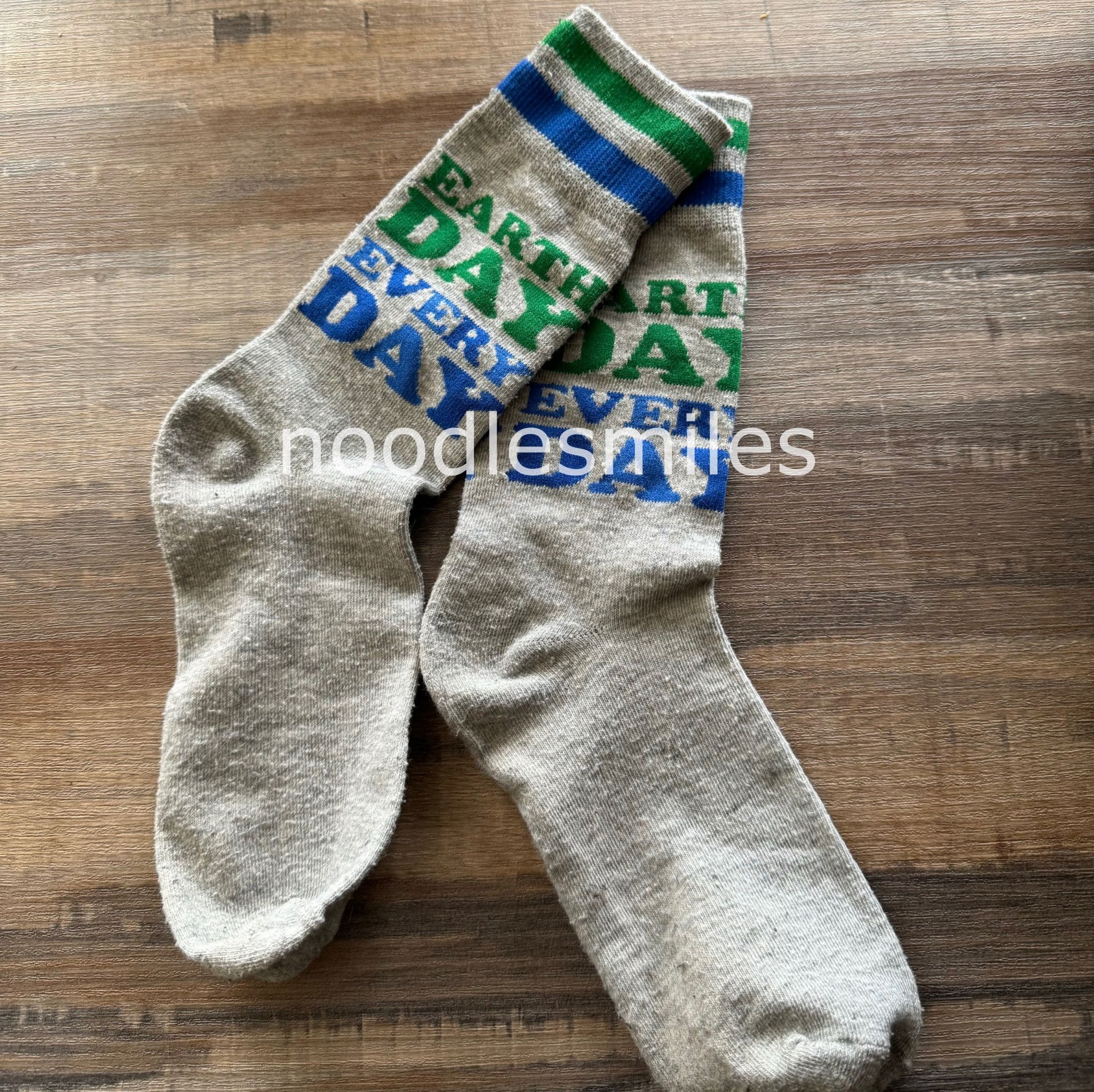 Grey Earth Day Logo Socks