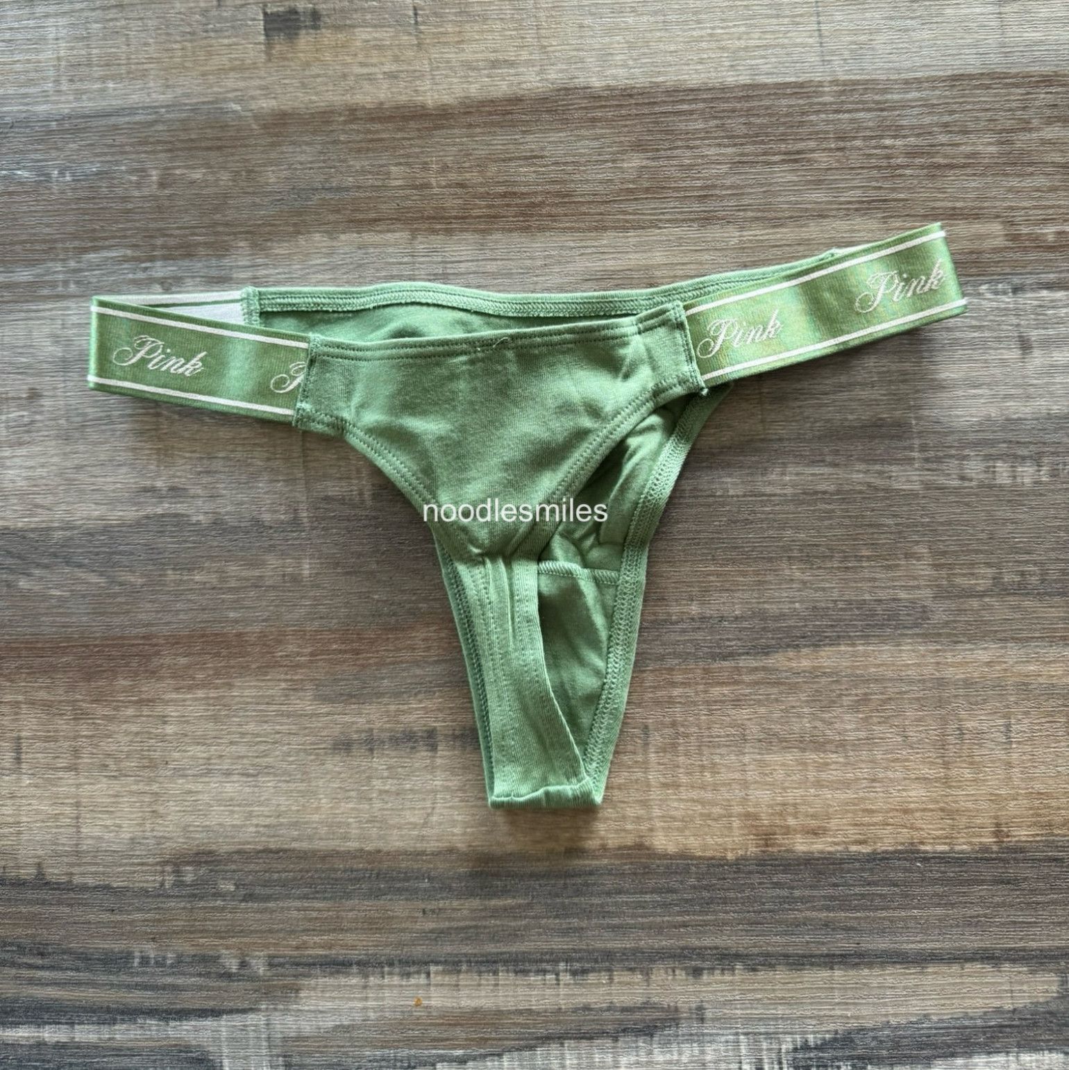 Green Cotton High Leg VS Thong Panty