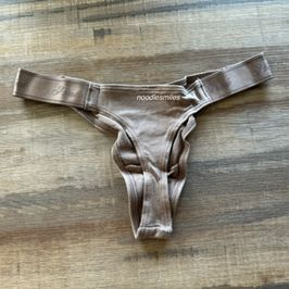 Brown Cotton High Leg  VS Thong Panty