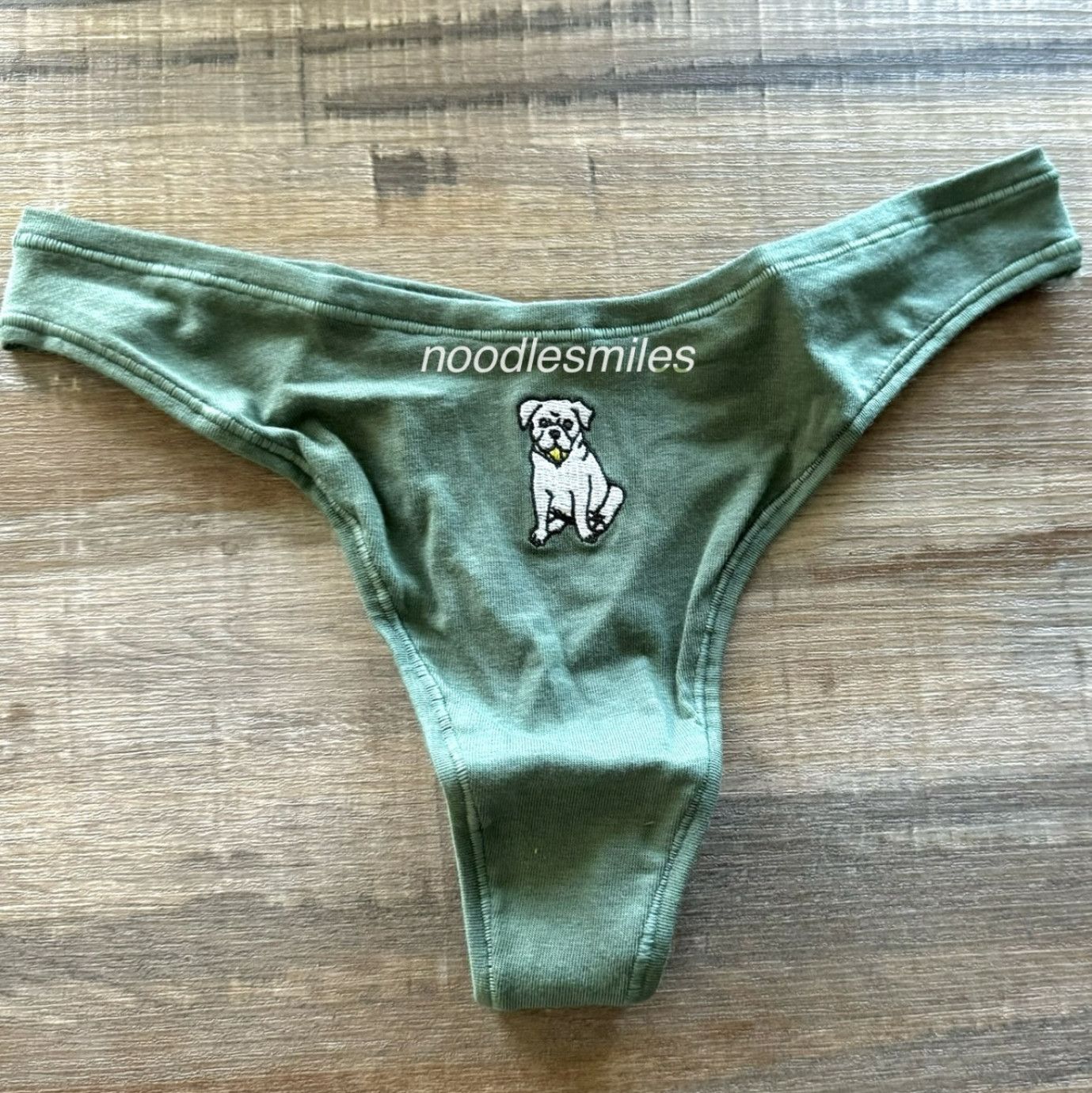 Forest Green Dog Logo VS Thong Panty