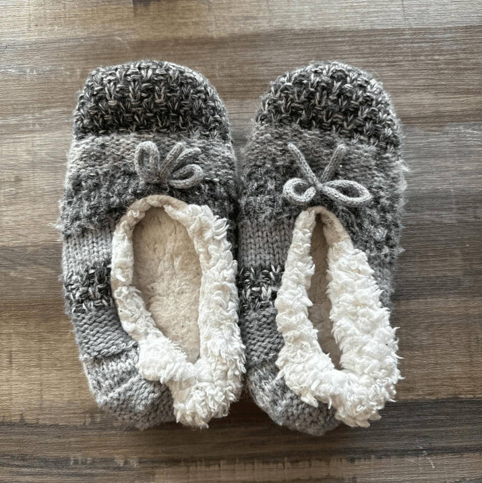 Grey Fuzzy Slippers