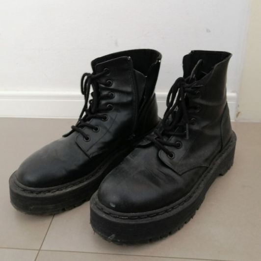 worn combat boots