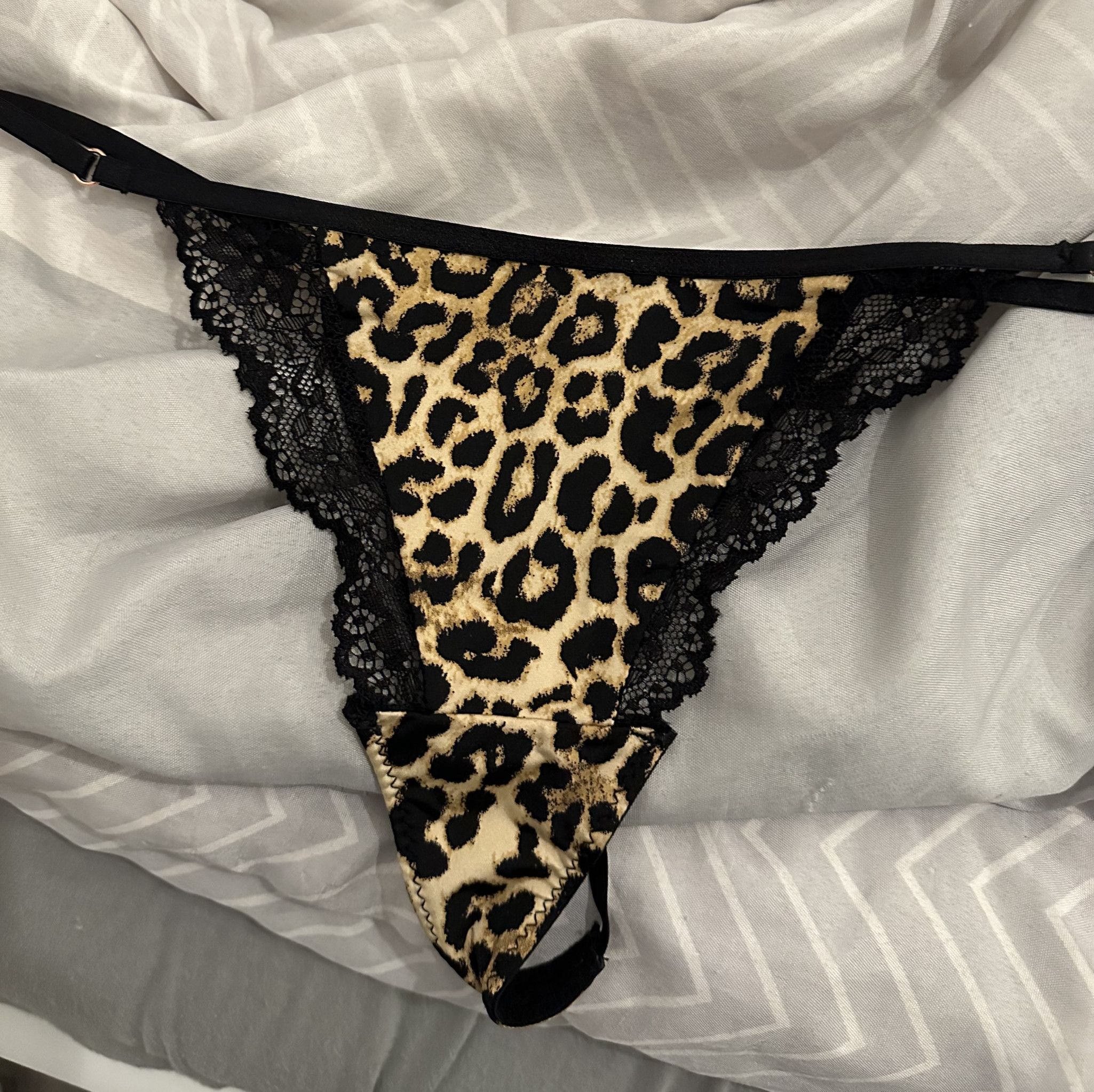 Cheetah black lace thong