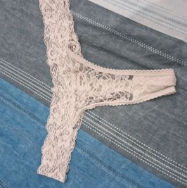 Soft white lace thong